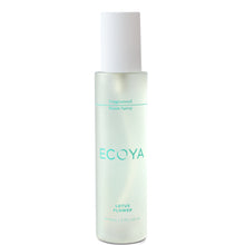 ecoya lotus flower fragranced room spray in frosted glass bottle