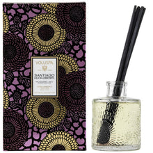 Embossed clear glass jar scented reed oil diffuser voluspa
