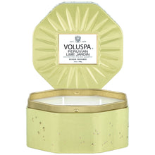 voluspa peruvian lime jardin octagonal tin candle 3 wicks